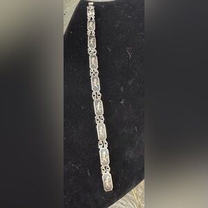 1920’s Siam Sterling Silver Art Deco Bracelet Niello .925 Antique Sz 6.5” ~4.83g